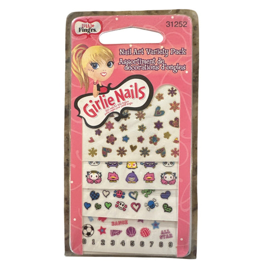Little Fingr's GIRLIE NAILS #31252 Nail Art Stickers Hearts+Balls+Flowers+Stars