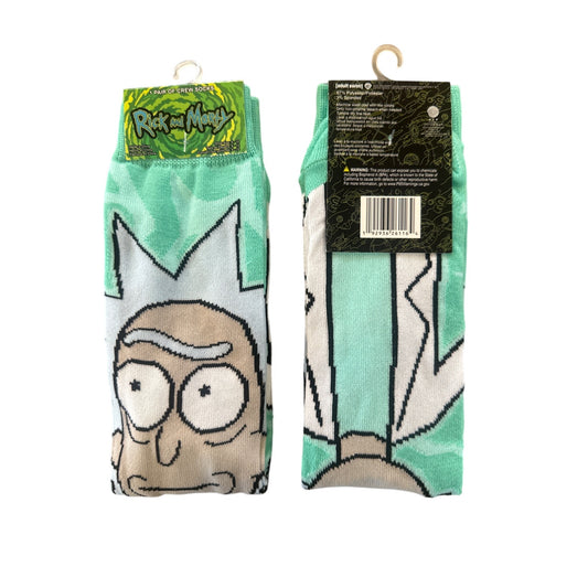 Rick and Morty RICK Men's Size 6-13 Crew Socks Mint White Beige Black Cartoon