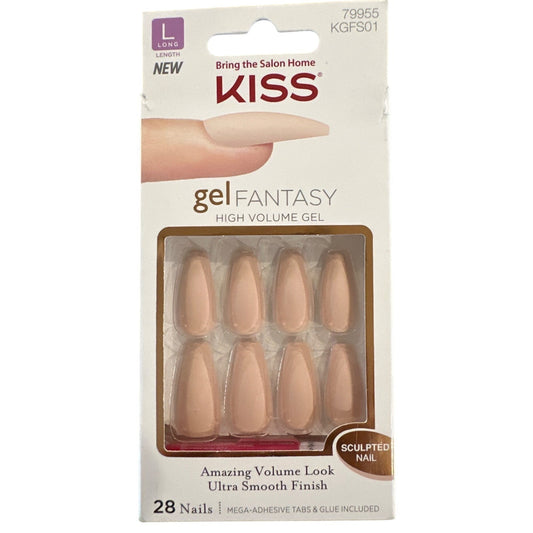 Kiss Gel FANTASY 28 Nails Long Ballerina Matte Nude Sculpted Ultra Smooth Finish
