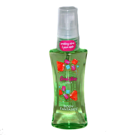 Body Fantasies (1) 1.7 oz Bottle Body Spray - Good Vibes Only Scent - Sparkling Citrus & Green Apple - Travel Size