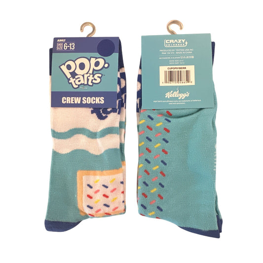Pop-Tarts FROSTED PASTRY Men's Size 6-13 Crew Socks Teal Pink Yellow Blue Design