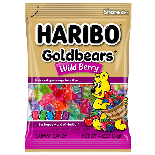Haribo Goldbears Wild Berry Gummi Candy Share Size 4 oz Bag Fruity Gummies