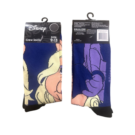 Disney RAPUNZEL Men's Size 9-13 Crew Socks Purple Yellow Black Cartoon Design