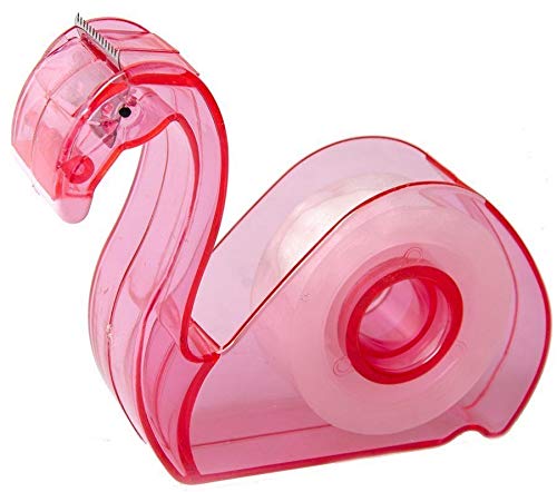 1 x Plastic Pink Flamingo Refillable Tape Dispenser w Clear Tape 3/4 Inch1