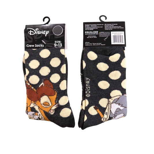 Disney BAMBI & THUMPER Men’s Size 9-13 Crew Socks Gray Beige White Brown Design