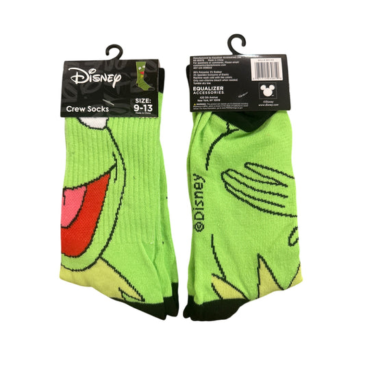 Disney KERMIT THE FROG Men's Size 9-13 Crew Socks Green Black White Soft Durable