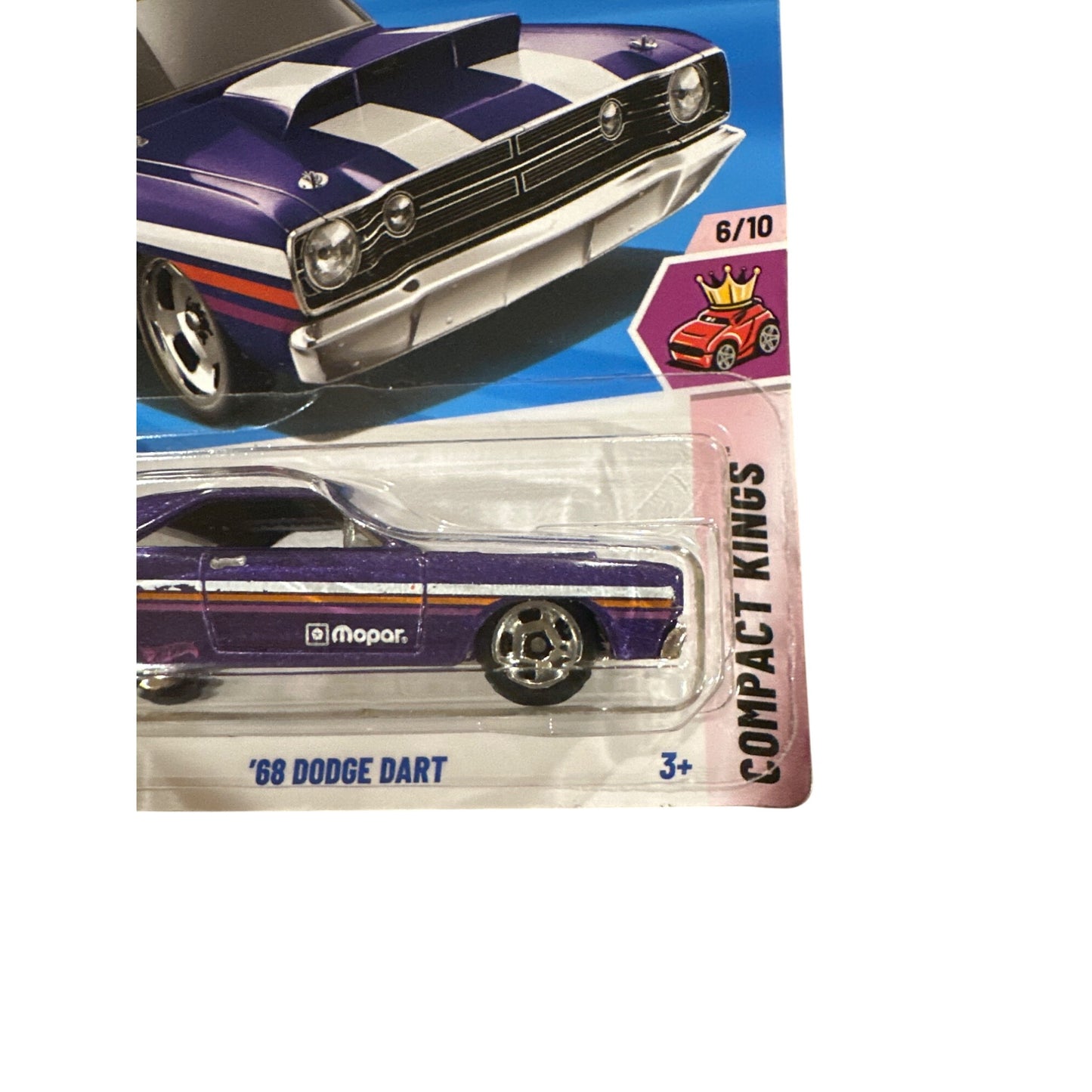 129/250 Hot Wheels Die‑Cast Car '68 Dodge Dart 6/10 Compact Kings Purple White