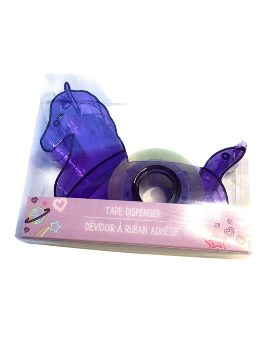 1 x Plastic Purple Unicorn Refillable Tape Dispenser with Clear Tape 3/4 Inch