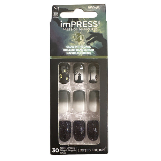 KISS imPRESS 30 Nails WALKING THE WITCH Medium Square Ombre+Matte Haunted House