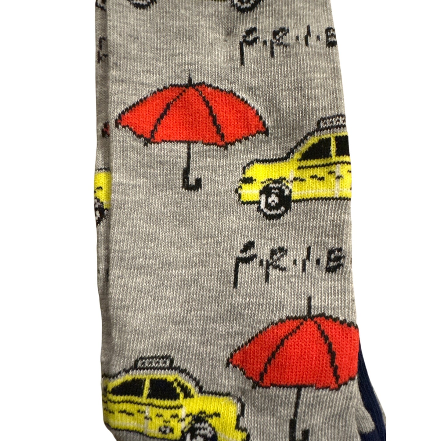 FRIENDS Central Perk & NYC Taxi Themed Crew Socks Set Unisex Size 4-10 Gray/Navy