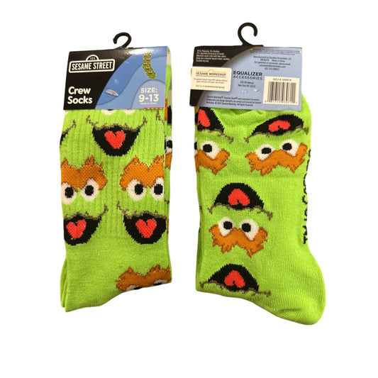 Sesame Street OSCAR THE GROUCH Men’s Size 9-13 Crew Socks Green Orange Black Red