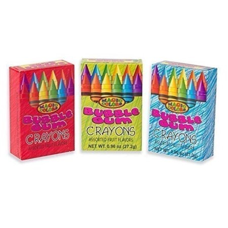 Magic Colors Bubble Gum Crayons Assorted Fruit Flavors 0.96 Oz Pack Of 3 Candy