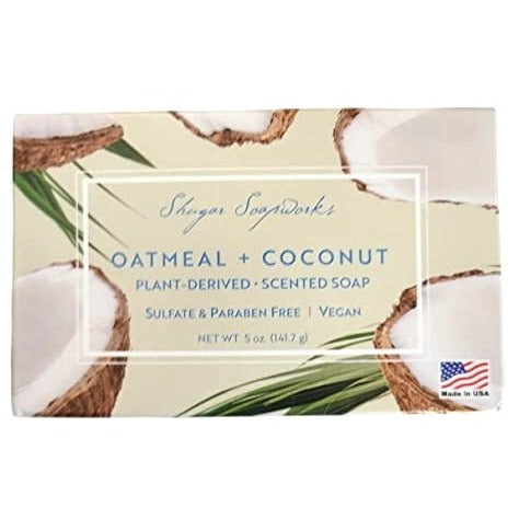 Shugar Soapworks Oatmeal Coconut Bar Soap 5 oz Vegan Plant-Based USA Made New