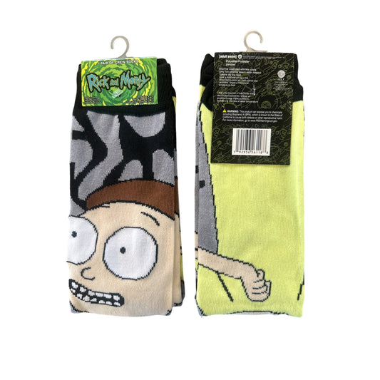 Rick and Morty MORTY Men's Size 6-13 Crew Socks Yellow Beige Gray Black Design
