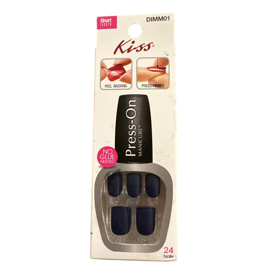 Kiss Press-On 24 Nails GROOVE IT Short Length Squoval Shape Matte + Navy Blue