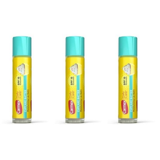3 x Cupcake Batter Carmex Daily Care Moisturizing Lip Balm, SPF 15