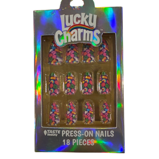 Taste Beauty LUCKY CHARMS Cereal 18 Press-On Nails Cereal Medium Almond Glossy