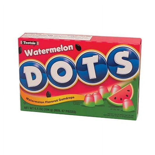 1 x 6.5 oz Theatre Box Tootsie Dots Watermelon Flavored Gummy Candy Gumdrop Pieces Exp. 10/25