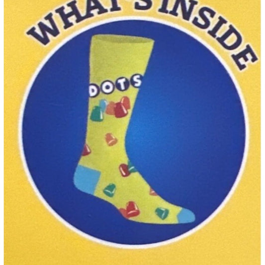 DOTS Candy Men's One Size Fits Most Crew Socks GIFT/BOXED Yellow-Green Blue Red