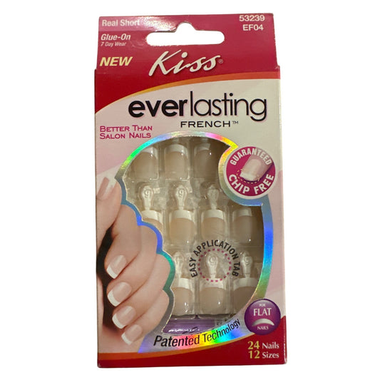 Kiss EVERLASTING Short Squoval French Tip Natural Chip-Free Finish Flat Nail Bed