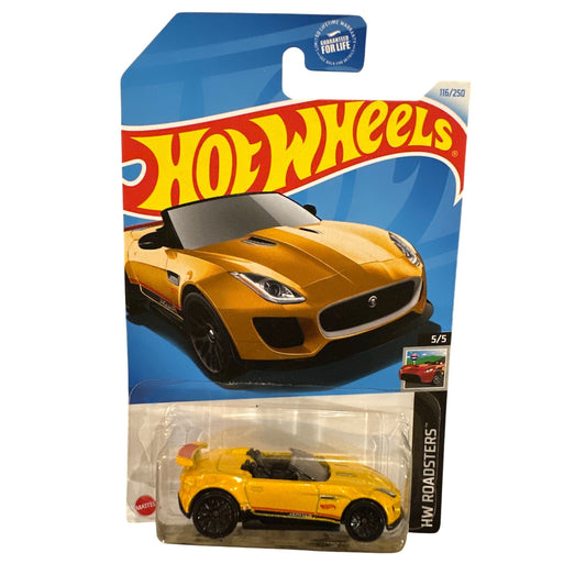 116/250 Hot Wheels Car '15 Jaguar F-Type Project 7 5/5 HW Roadsters Yellow Black
