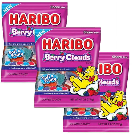 3 x 4.1 oz Bag Haribo Berry Clouds Gummy Candy