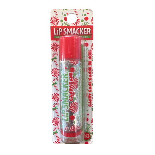 Lip Smacker CANDY CANE Flavored Collectible Lip Balm Red Silver Green White
