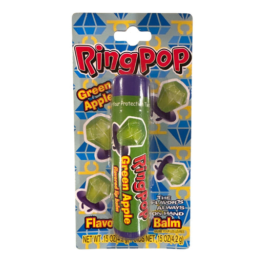 Lotta Luv RING POP Candy GREEN APPLE Flavored Lip Balm Discontinued Collectible