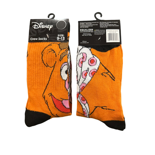 Disney FOZZIE BEAR Men’s Size 9-13 Crew Socks Orange Black Red Pink Design