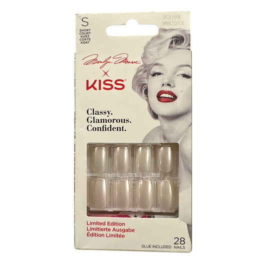 Kiss Marilyn Monroe 28 Nails Short Square Glossy Pearl Limited Edition With Glue