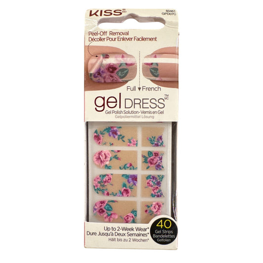 Kiss Gel Dress 40 Strips/Nail Stickers FULL OR FRENCH Pink+Beige+Purple Floral