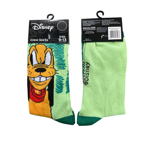 Disney PLUTO Men's Size 9-13 Crew Socks Lime+Dark Green Orange Black Red White