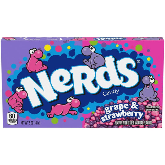1 x 5 oz Theatre Box Nerds Candy, Grape & Strawberry Sweet, Tangy, and Crunchy
