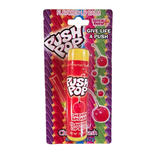 Lotta Luv PUSH POP Candy CHERRY SPLASH Flavored Lip Balm Rare Discontinued