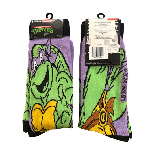 Nickelodeon RAPHAEL Men's Size 10-13 Crew Socks Purple Green Yellow Black Comic