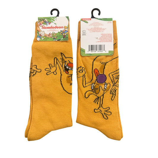 Nickelodeon CATDOG MEN'S Size 6-12 Long Socks Yellow Orange Purple Black comfort