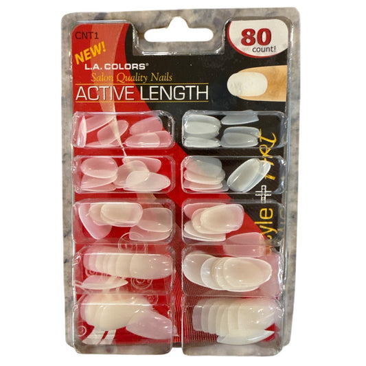 L.A. Colors SALON QUALITY 80 Nails ACTIVE LENGTH Medium Almond Glossy Natural