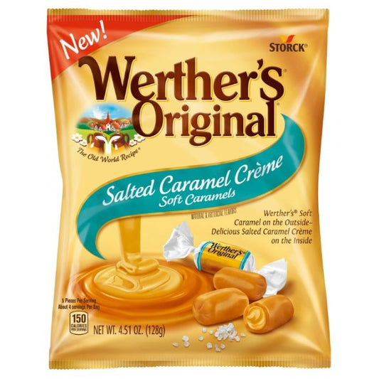 Werther's Original SALTED CARAMEL Creme Soft Caramels 4.51 Oz Bag  Indiv Wrapped