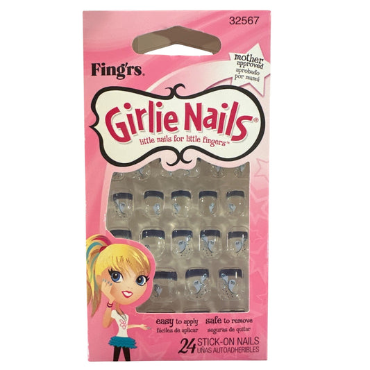Little Fingr's GIRLIE NAILS #32567 24 Stick-On Nails GHOSTS Halloween Royal Blue