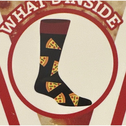 Sockopath PIZZA Men's One Size Fits Most Crew Socks GIFT/BOXED Black Yellow Red