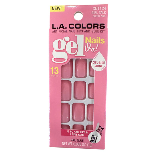 L.A. Colors GEL ON! 12 Nails GIRL TALK Short Squoval Glossy Blush Pink Gel-like