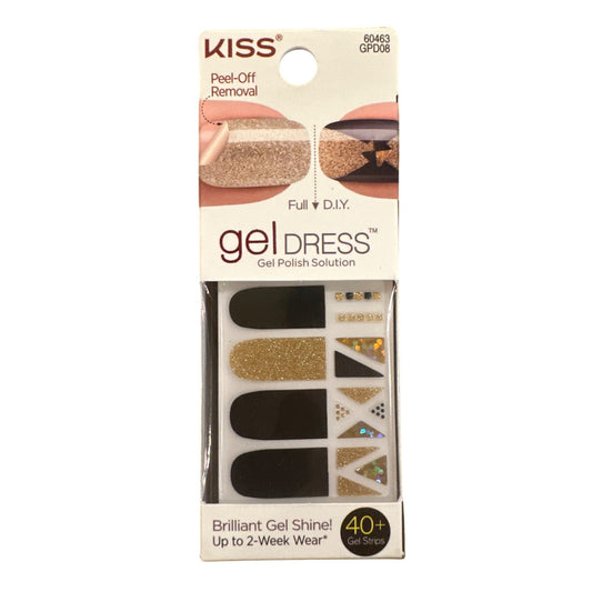 Kiss Gel Dress Full DIY 40+ Strip/Nail Gold+Black Glitter+Geometric+Jewel Design