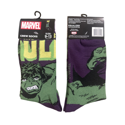 Marvel HULK MEN'S Size 9-13 Crew Socks Green Purple Black Yellow Comfort Fit