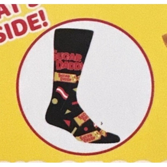 SUGAR DADDY Candy Mens One Size Fits Most Crew Socks GIFT/BOXED Black Red Yellow