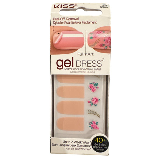 Kiss Gel Dress 40 Strips/Nail Stickers FULL OR ART Beige+Pink Floral Accents