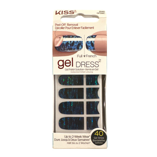 Kiss Gel Dress 40 Strips/Nail Stickers Full/French Black+Blue+Irridescent Accent