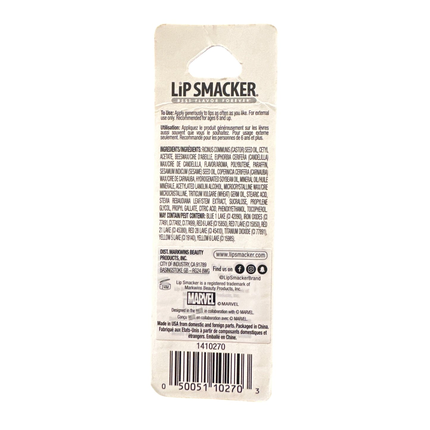 Lip Smacker MARVEL IRON MAN Billionaire Punch Flavored Collectible Lip Balm