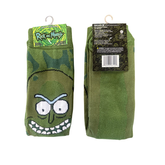 Rick and Morty PICKLE RICK Men's Size 6-13 Crew Socks Green White Black Design
