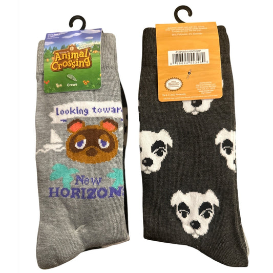 Animal Crossing New Horizons Crew Socks 2-Pairs Nintendo  Fits Shoe Sizes 6-12