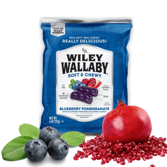 1 x 4 oz Blueberry Pomegranate Wiley Wallaby Soft & Chewy Licorice Vegan
